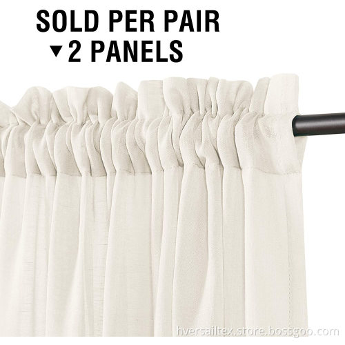 Natural Linen Curtains Textured Woven Linen Sheer Curtains